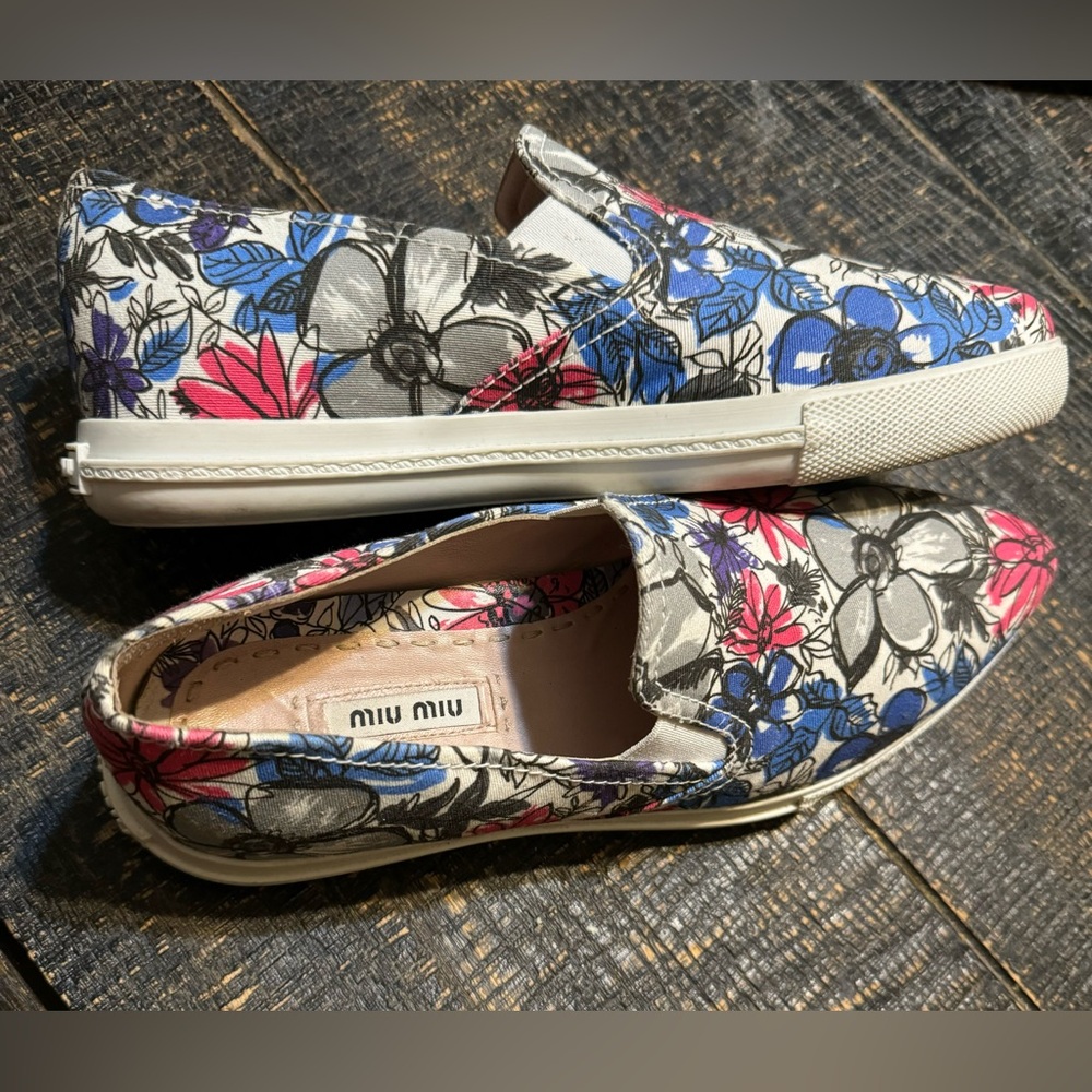 Miu Miu Multicolor Canvas Slip-On Flats, Size 36,… - image 4